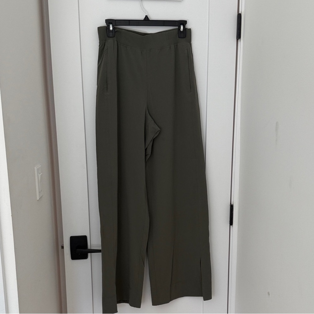 Lululemon Stretch Woven Wide Length Pants (Full-Length) in Olive Green